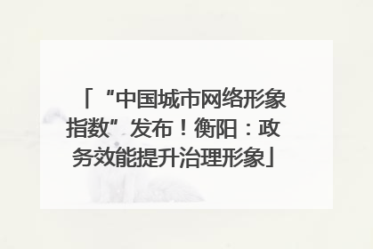 “中国城市网络形象指数”发布！衡阳：政务效能提升治理形象