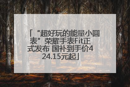 “超好玩的能量小圆表”荣耀手表Fit正式发布 国补到手价424.15元起