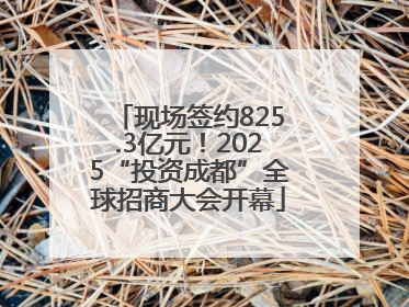 现场签约825.3亿元！2025“投资成都”全球招商大会开幕