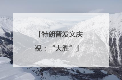 特朗普发文庆祝：“大胜”