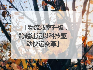 物流效率升级，跨越速运以科技驱动快运变革