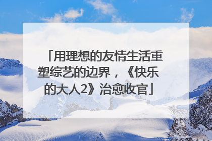 用理想的友情生活重塑综艺的边界，《快乐的大人2》治愈收官