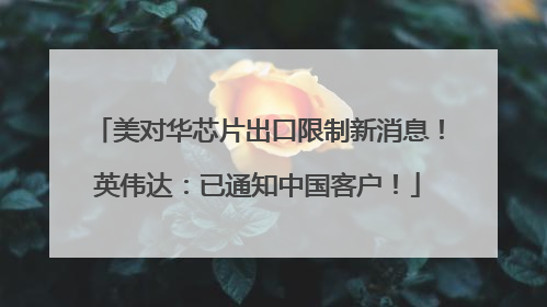 美对华芯片出口限制新消息！英伟达：已通知中国客户！