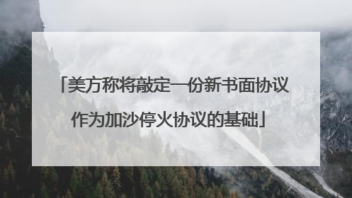 美方称将敲定一份新书面协议 作为加沙停火协议的基础