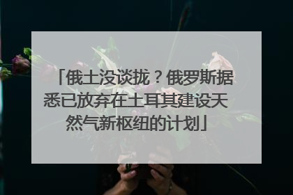 俄土没谈拢？俄罗斯据悉已放弃在土耳其建设天然气新枢纽的计划