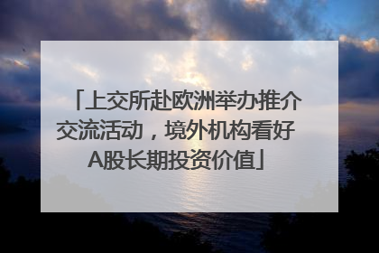 上交所赴欧洲举办推介交流活动，境外机构看好A股长期投资价值