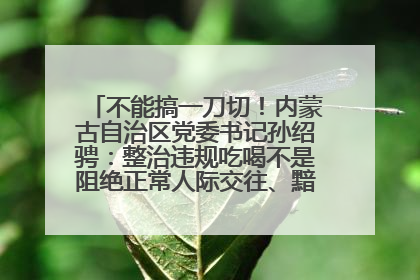 不能搞一刀切！内蒙古自治区党委书记孙绍骋：整治违规吃喝不是阻绝正常人际交往、黯淡人间烟火