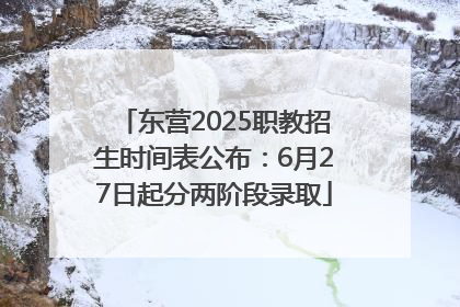 东营2025职教招生时间表公布：6月27日起分两阶段录取