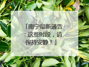南宁最新通告：这些时段，请保持安静！