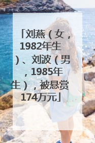 刘燕（女，1982年生）、刘波（男，1985年生），被悬赏174万元