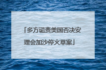 多方谴责美国否决安理会加沙停火草案