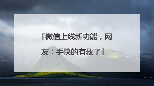 微信上线新功能，网友：手快的有救了