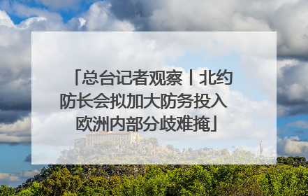 总台记者观察丨北约防长会拟加大防务投入 欧洲内部分歧难掩