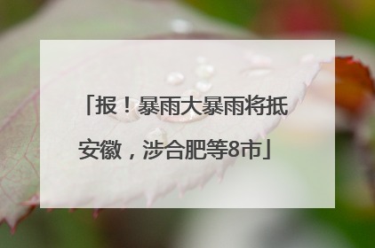 报！暴雨大暴雨将抵安徽，涉合肥等8市