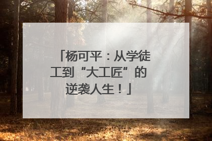 杨可平：从学徒工到“大工匠”的逆袭人生！