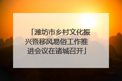 潍坊市乡村文化振兴暨移风易俗工作推进会议在诸城召开