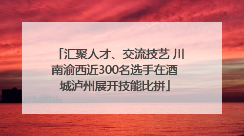 汇聚人才、交流技艺 川南渝西近300名选手在酒城泸州展开技能比拼