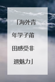 海外青年学子莆田感受非遗魅力