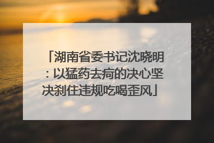 湖南省委书记沈晓明：以猛药去疴的决心坚决刹住违规吃喝歪风