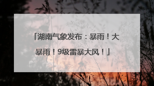 湖南气象发布：暴雨！大暴雨！9级雷暴大风！