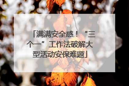 满满安全感！“三个一”工作法破解大型活动安保难题