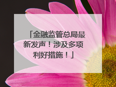 金融监管总局最新发声！涉及多项利好措施！