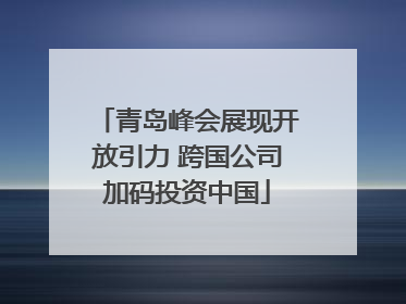 青岛峰会展现开放引力 跨国公司加码投资中国