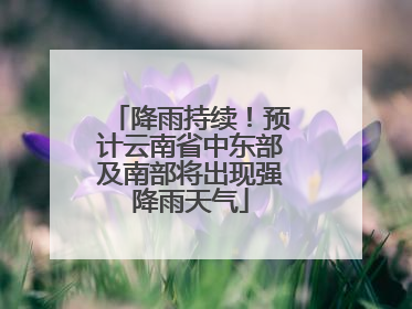 降雨持续！预计云南省中东部及南部将出现强降雨天气