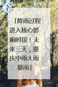 降雨过程进入核心影响时段！未来三天，重庆中雨大雨暴雨