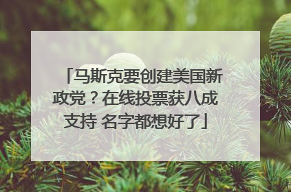 马斯克要创建美国新政党？在线投票获八成支持 名字都想好了