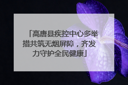 高唐县疾控中心多举措共筑无烟屏障，齐发力守护全民健康