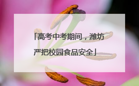 高考中考期间，潍坊严把校园食品安全