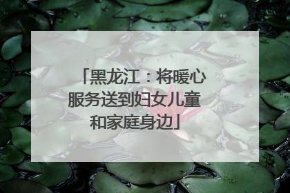 黑龙江：将暖心服务送到妇女儿童和家庭身边